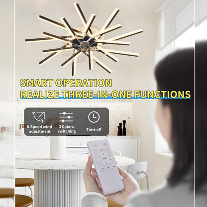 OLUZO 36" Ceiling Fan with Lights Remote Contro Dimmable LED