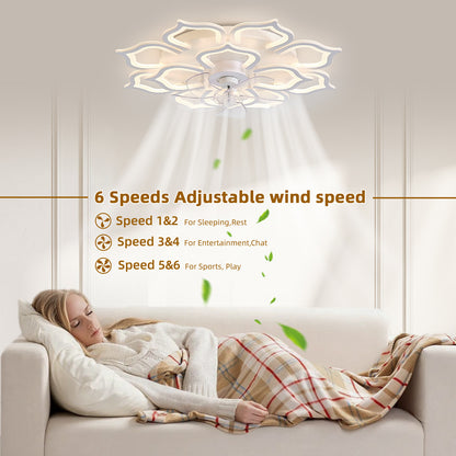 OLUZO 31" Ceiling Fan with Lights, Dimmable LED