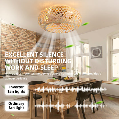 OLUZO 20" Boho Bamboo Ceiling Light with Fan【get 10% coupon , buy on amz with code】