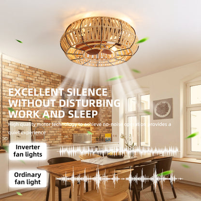 OLUZO 20" Ceiling Light with Fan Boho Woven【get 15% coupon , buy on amz with code】