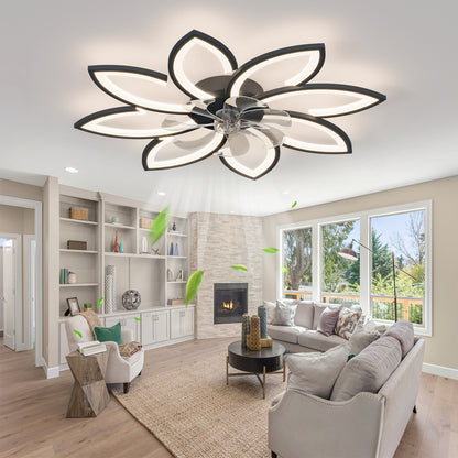 OLUZO 35" Ceiling Fan with Lights Remote Control Dimmable