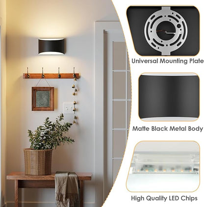 OLUZO 7.68” Matte Black Wall Lights