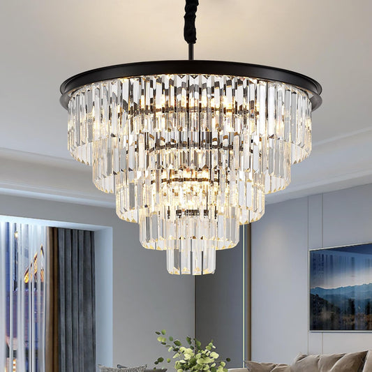 Oluzo 19.6 Modern minimalist Nordic crystal chandelier painted black