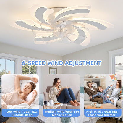 OLUZO 25.6" Ceiling Fans with Lights and Remote