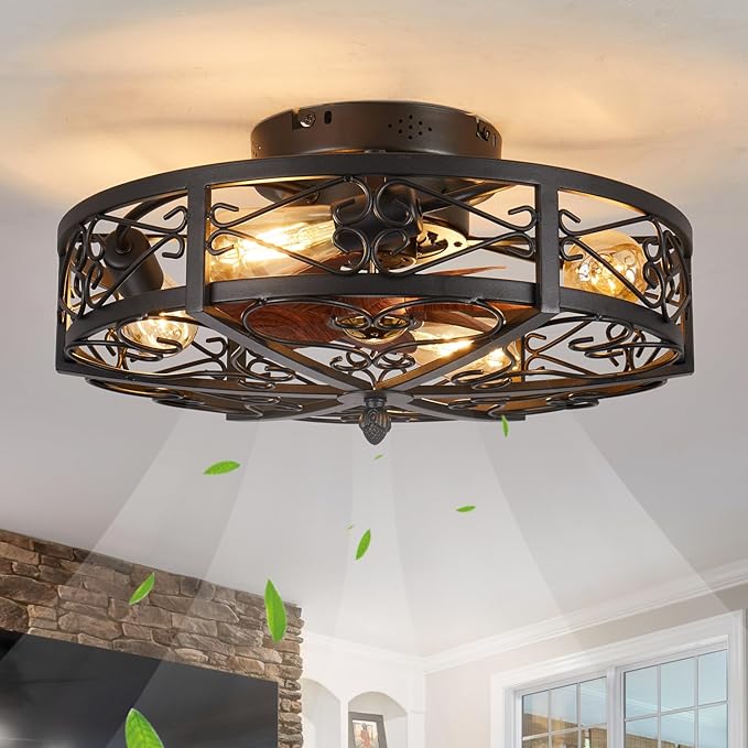 OLUZO 20“ Industrial style Ceiling Fans With Lights