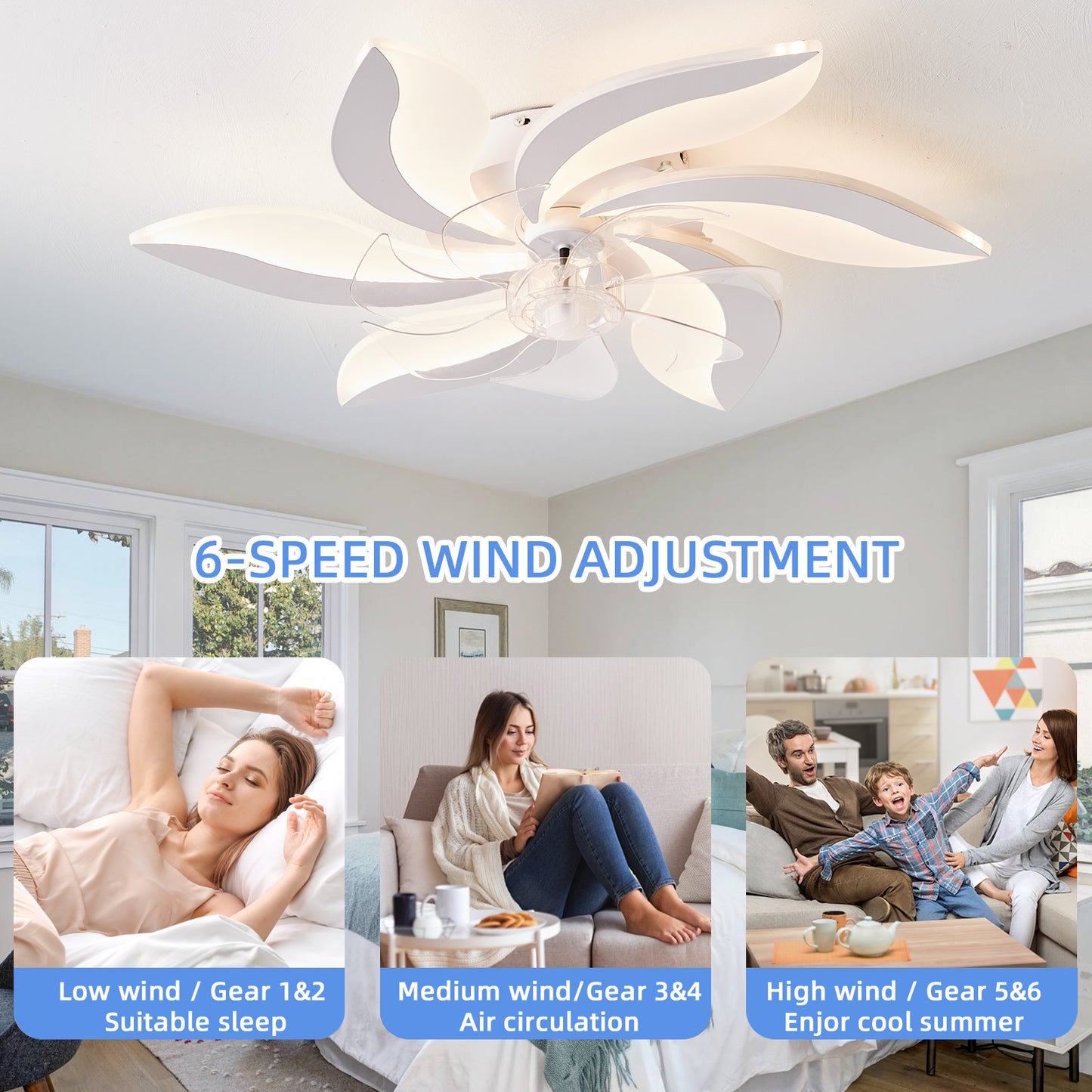 OLUZO 27" Low Profile Ceiling Fans with Lights and Remote