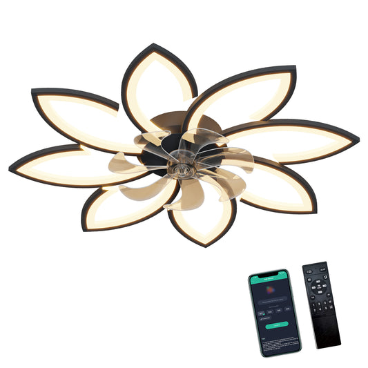 OLUZO 35" Ceiling Fan with Lights Remote Control Dimmable