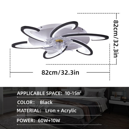 OLUZO 32" Ceiling Fan with Lights Remote Control Dimmable LED