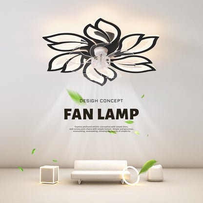 OLUZO 25.6'' Black Modern Ceiling Light with Fan