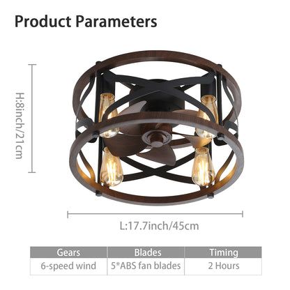 OLUZO 18" Caged Ceiling Fan with Lights Remote Control for APP 6 Wind Speeds